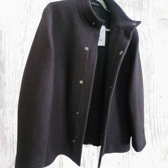 NWT Theory Clarence Wool Coat XL in Mink Multi Micro Check - Picture 5 of 16